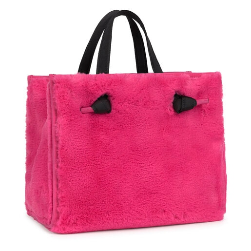 Mittelgroße Shopping-Tasche Amaya Fur in Fuchsia