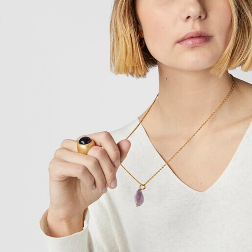 Silver vermeil Hav Pendant with amethyst