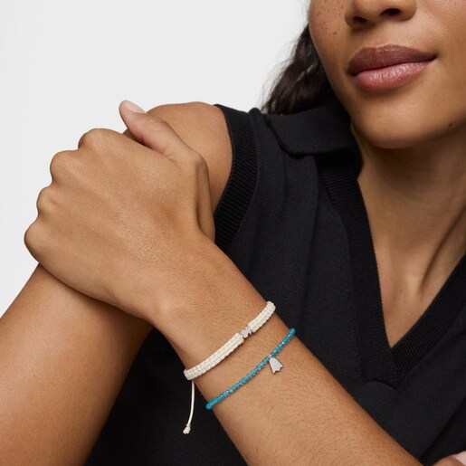 Pulsera elástica con apatito neón y tulipán de plata TOUS Motivos