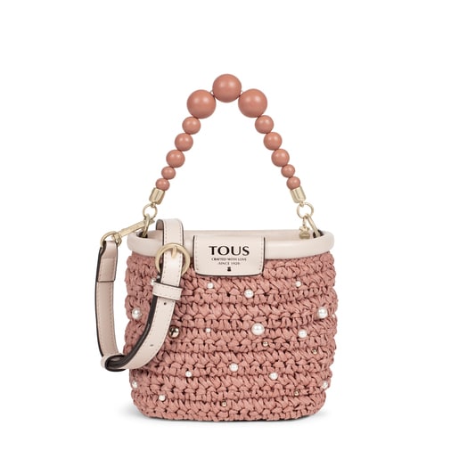 Kleine Beuteltasche TOUS Craft in Pink und Beige