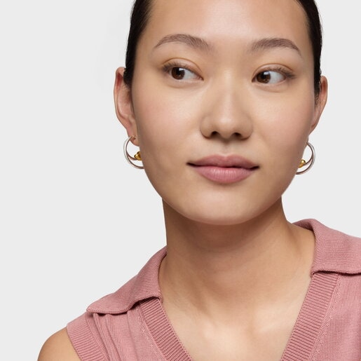 Aretes doble aro bicolor motivo corazón TOUS Flechazo