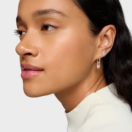 Aretes aro de plata y cuarzo Camille