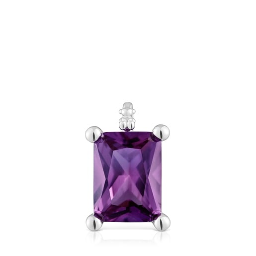 Pendentif en argent et saphir lilas créé en laboratoire petit TOUS Color Lab