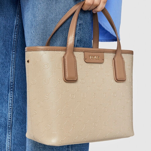 Маленькая серо-бежевая сумка-тоут Script Day