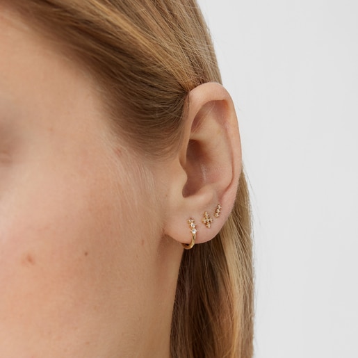 Gold Strip hoop earring with diamonds Les Classiques