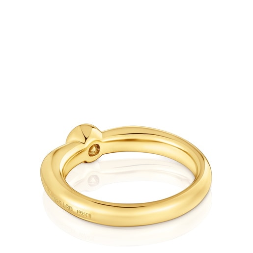 18ktゴールドコーティング・シルバーにラボグロウンダイヤモンドを添えたワイドリング Line LGD