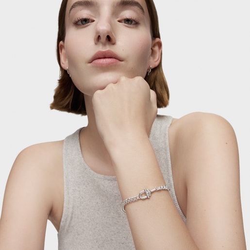 Large Manifesto curb chain Bracelet in silver | TOUS