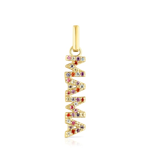 Silver vermeil TOUS Crossword Mama Mama pendant with gemstones | TOUS