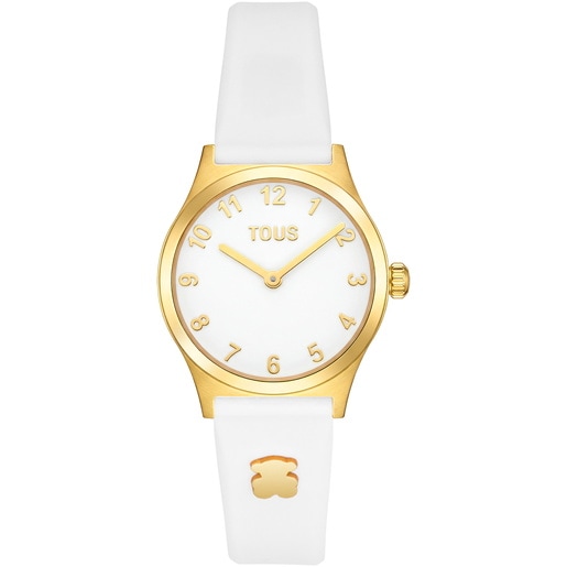 Analog Watch with white strap and gold-colored steel TOUS EPIC ICON KDT CHARMS