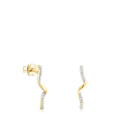 Gold TOUS St Tropez Spiral earrings with diamonds | TOUS