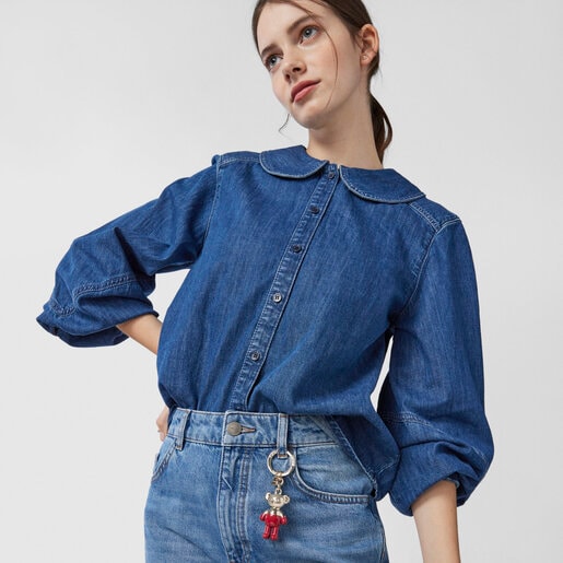 Llavero Teddy Bear dorado y rojo