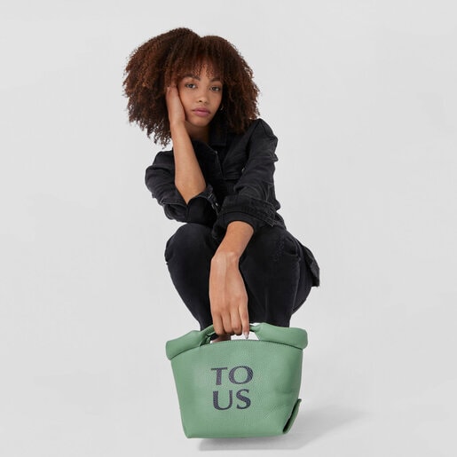 תיק סל TOUS Balloon קטן מעור בצבע חאקי