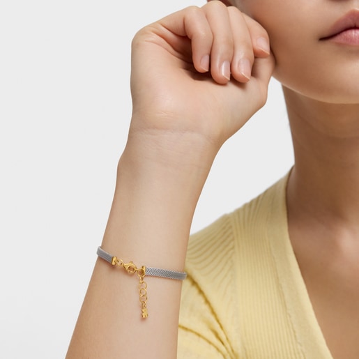 Steel and Gold Icon Mesh Bracelet