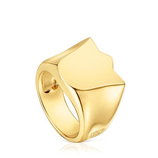 Anillo sello tulipa con baño de oro 18 kt sobre plata Sweet Dolls