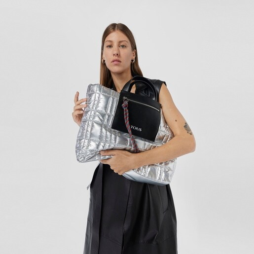 Large silver-colored TOUS Empire Padded Tote bag