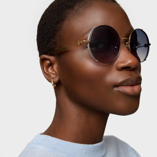 ブラウン サングラス Round Metal