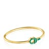 Bangle with 18kt gold plating over silver and green motif TOUS MANIFESTO