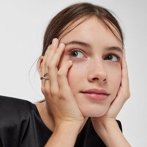 Двойное золотое кольцо Hav с бриллиантами