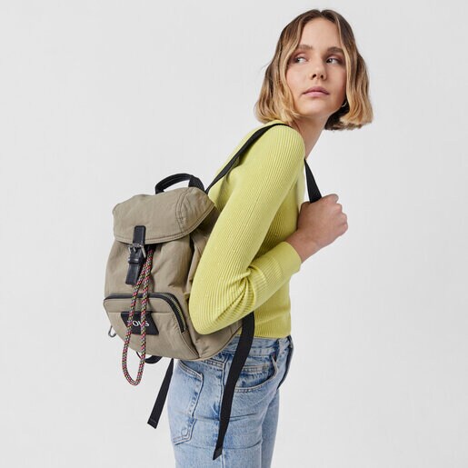 תיק גב TOUS Empire Cotton קטן בצבע חאקי