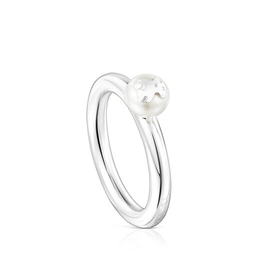 Silver and Pearl Ring with Bear motif TOUS Icon Pearl | TOUS