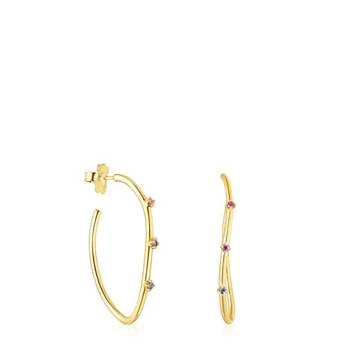 Silver vermeil Magic Nature hoop Earrings with gemstones | TOUS