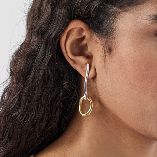 Two-tone silver vermeil TOUS Hav Earrings with ring