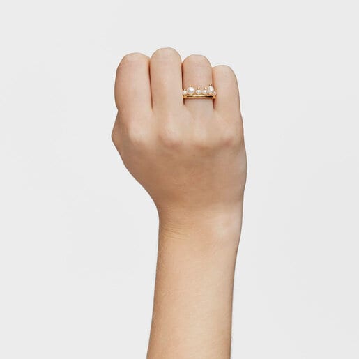 Small 18kt gold-plated silver and cultured pearls Ring Sugar Party