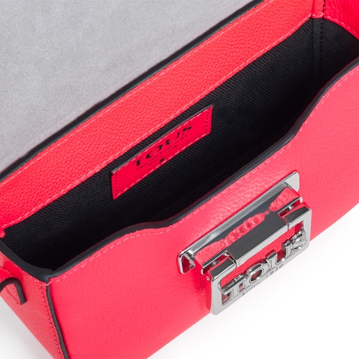 Neónovo-ružová kožená Crossbody mini kabelka TOUS Legacy