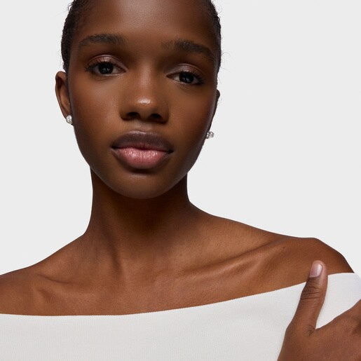 أقراط TOUS Icon Pearl ثلاثية من الفضة واللؤلؤ