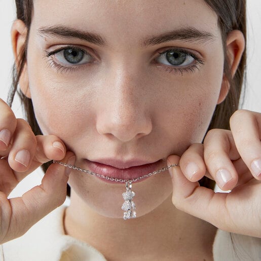 Pendentif Teddy Bear Gems en Or blanc avec Diamants