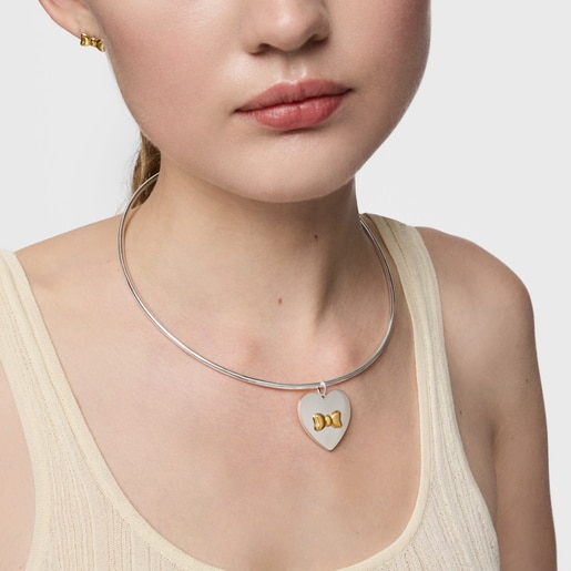 Two-tone bow-motif heart Pendant TOUS Ribbon