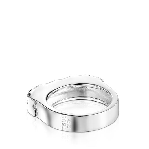 Siegel-Ring Straight mit Bären aus Silber