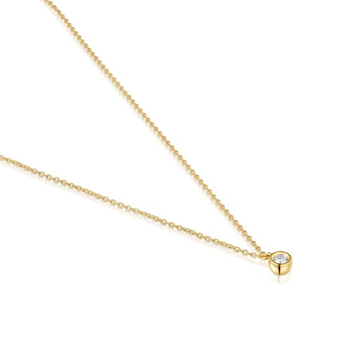 Collar corto con baño de oro 18 kt sobre plata y diamante creado en laboratorio Line LGD