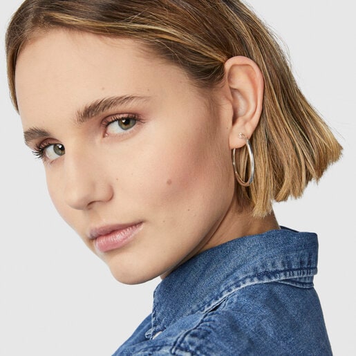 TOUS Basics Large Earrings in Silver