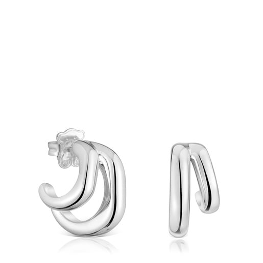 Aretes doble aro de plata Line