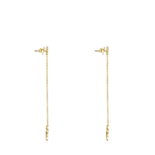 Aretes largos Real Mix Leaf con baño de oro 18 kt sobre plata