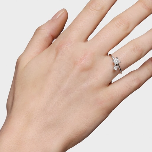 טבעת סוליטר ומוטיב תליון מפלטינה בשילוב יהלומי מעבדה 0.45 קראט TOUS Shine LGD