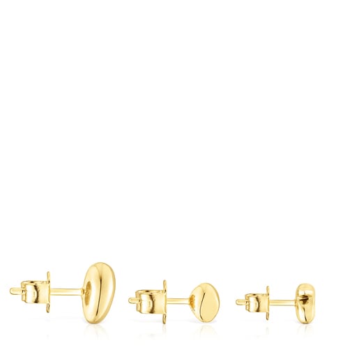 Pack de tres aretes con baño de oro 18 kt sobre plata TOUS Joy Bits