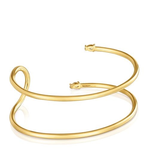 Pulsera esclava con baño de oro 18 kt sobre plata y diamantes creados en laboratorio Lio LGD