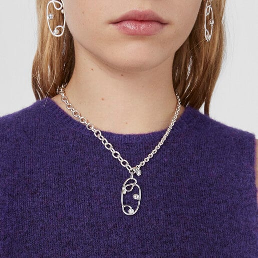 قلادة Tsuri من الفضة مع لالئ مستنبتة