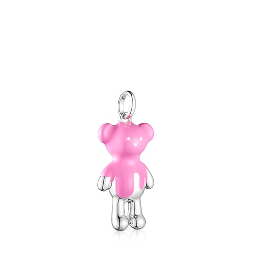 Silver Teddy Bear Pendant with pink enamel - Online exclusive | TOUS