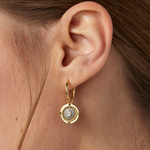 Short silver vermeil Magic Nature Earrings with diamonds | TOUS