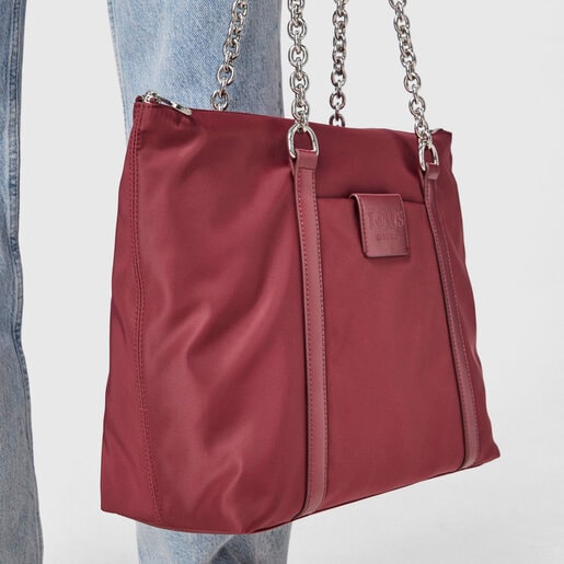 Large burgundy Empire Soft Chain Tote bag