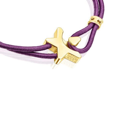 Bracelet élastique Sweet Dolls lilas avec étoile en argent vermeil