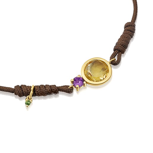 Bracelet Virtual Garden en nylon avec citrine et or