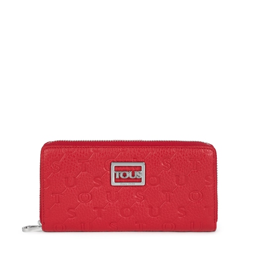 Portefeuille TOUS Script moyen en cuir rouge