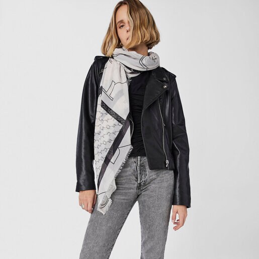 White Script Soft Scarf