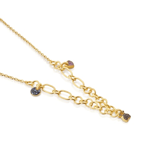 Silver vermeil Luah Necklace with sapphires and quartz | TOUS