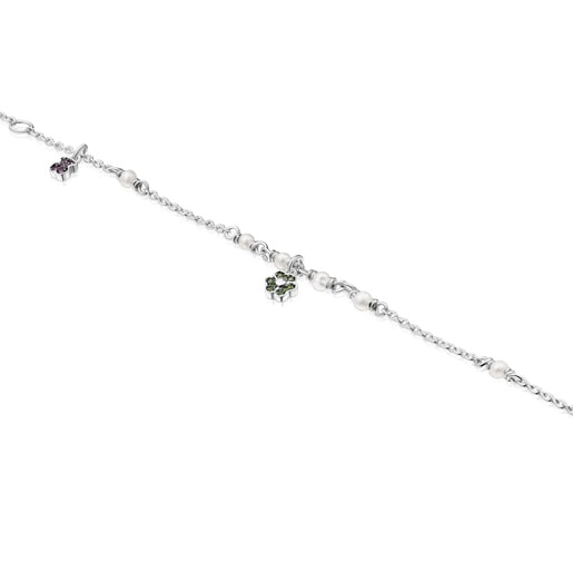 Fußkettchen TOUS New Motif aus Silber mit Perlen und Edelsteinmotiven
