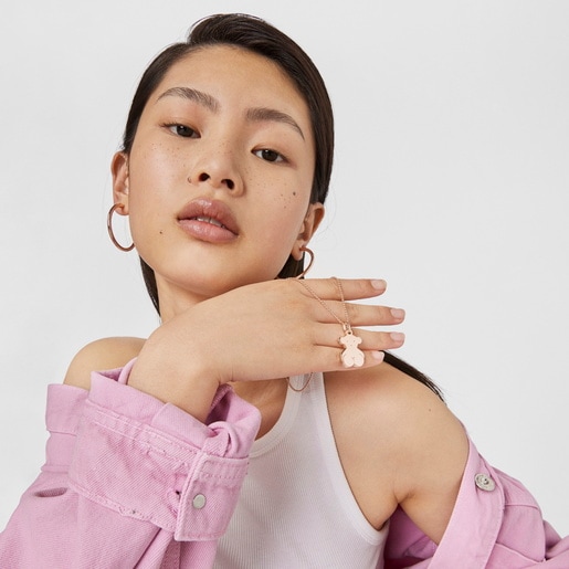 Medium Rose Silver Vermeil Sweet Dolls bear Pendant